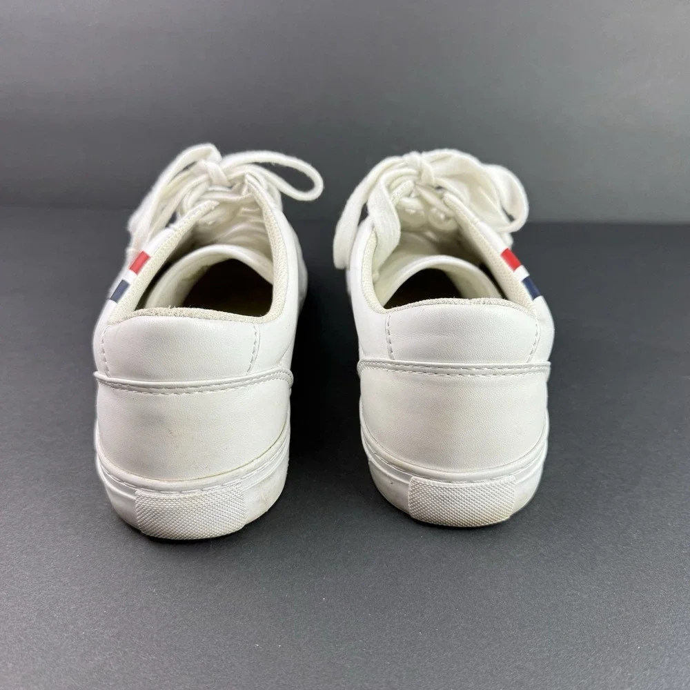 Tommy Hilfiger Lindee Logo Sneakers White Red Blue‎ Logo Stripe Women's Size 9.5